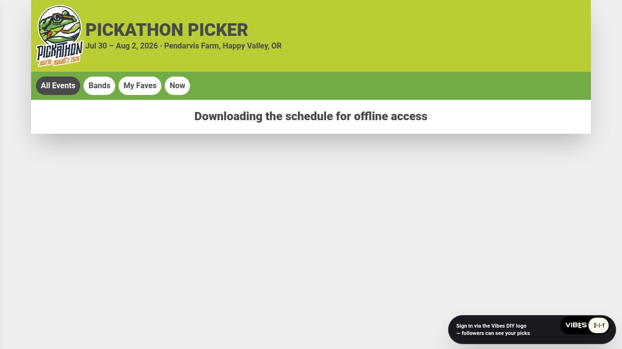 Screenshot of Pickathon Picker